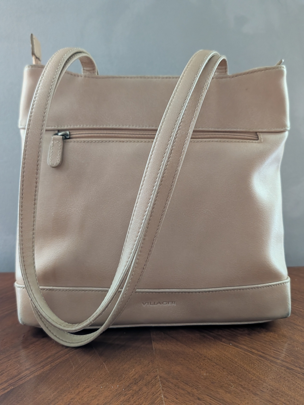 Villager Beige Faux Leather Shoulder Bag Tote